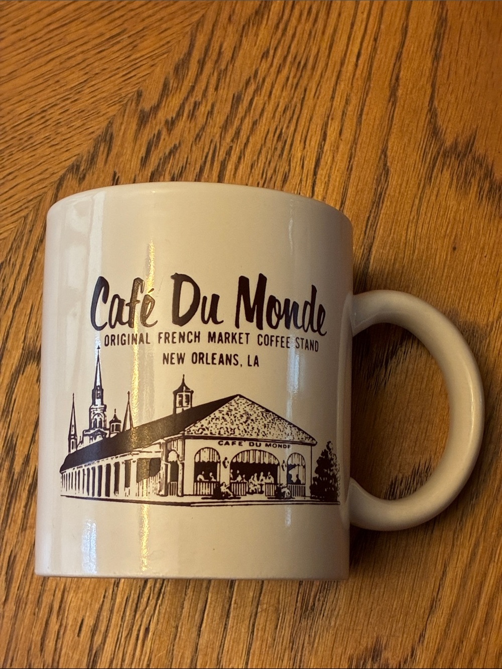 White Ceramic Coffee Mug - Cafe Du Monde New Orleans Design